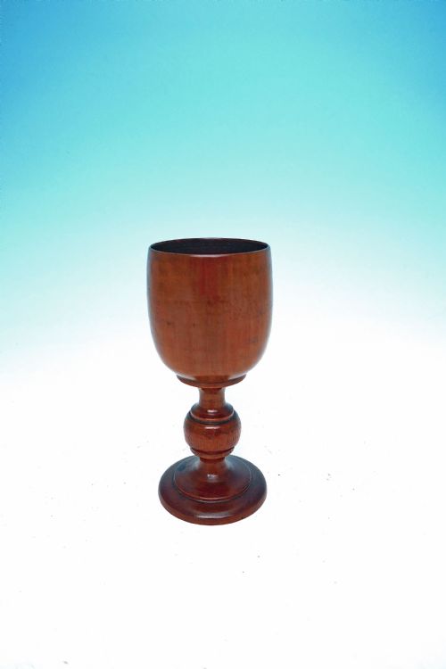 antique 19thc treen fruitwood turned goblet with raised pedestal base english c180020 - CATEGORY: ANTIQUE MISCELLANEOUS - DATED 19TH CENTURY