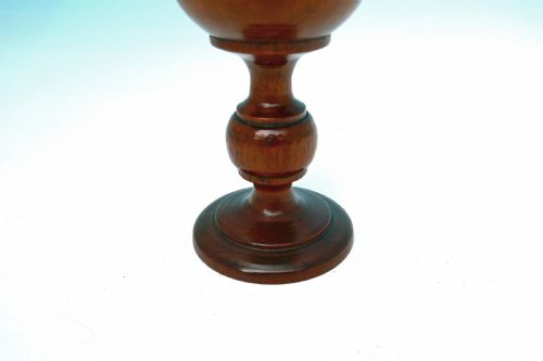 ANTIQUE 19THC TREEN FRUITWOOD TURNED GOBLET WITH RAISED PEDESTAL BASE ENGLISH C180020 - ADDITIONAL PHOTO 1
