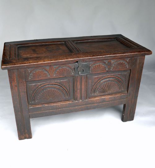 antique 17thc oak furniture joyned panelled coffer english c164060 - CATEGORY: ANTIQUE CHESTS - DATED 17TH CENTURY