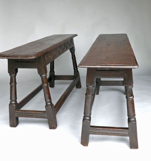 ANTIQUE EARLY ENGLISH FURNITURE 17THC PAIR OF OAK JOYNED BENCHES ENGLISH C162040 - ADDITIONAL PHOTO 1