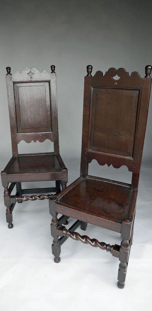 antique oak country furniture 17thc pair of joyned oak side chairs english c168090 - CATEGORY: ANTIQUE CHAIRS - DATED 17TH CENTURY