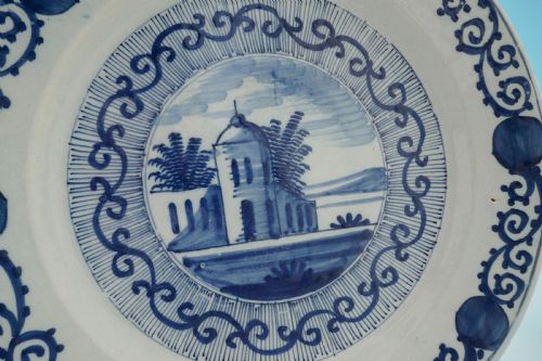 ANTIQUE POTTERY 18THC BLUE WHITE DELFTWARE CHARGER DUTCH C177080 - ADDITIONAL PHOTO 3