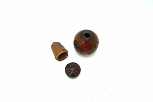 ANTIQUE TREEN 19THC YEW WOOD PUZZLE BALL SNUFF BOX ENGLISH C182040 - ADDITIONAL PHOTO 1