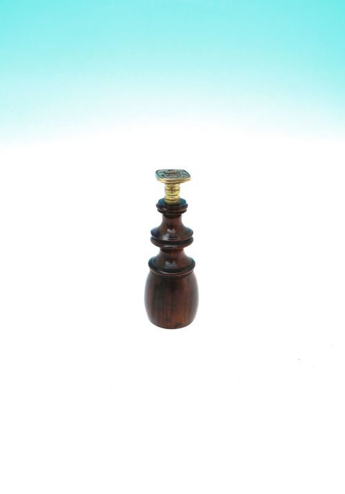 antique treen 19thc mahogany brass gentleman's desk seal matrix english c184060 - CATEGORY: ANTIQUE MISCELLANEOUS - DATED 19TH CENTURY