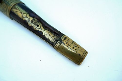 19THC ANTIQUE SCANDINAVIAN SKINNING KNIFE SHEATH NAMED DATED 1843 - ADDITIONAL PHOTO 4