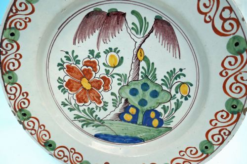 ANTIQUE 18THC DUTCH DELFTWARE POLYCHROME CHARGER C177090 - ADDITIONAL PHOTO 1
