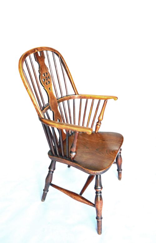 EARLY COUNTRY FURNITURE 19THC HIGH HOOP BACK WINDSOR ARMCHAIR ENGLISH BUCKINGHAMSHIRE C180020 - ADDITIONAL PHOTO 1