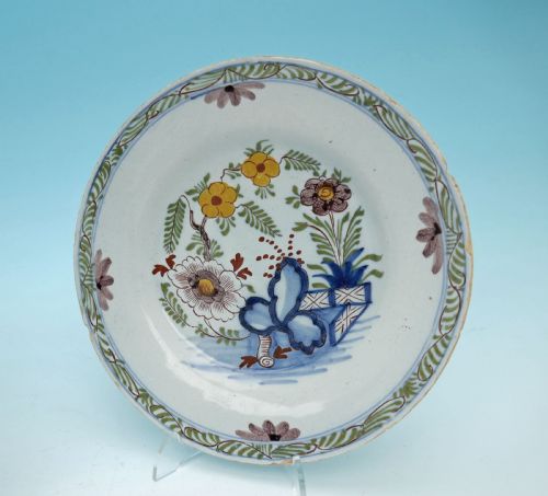 ANTIQUE 18THC POTTERY PAIR OF DELFTWARE POLYCHROME PLATES DUTCH C177090 - ADDITIONAL PHOTO 2