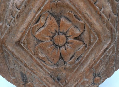LATE 16THC PERIOD OCTAGONAL CARVED LIMEWOOD FLORAL PANEL ENGLISH C1570C1600 - ADDITIONAL PHOTO 2