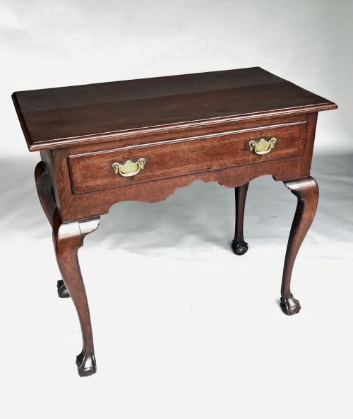 antique 18thc country oak furniture side table on ball claw feet english c174050 - CATEGORY: ANTIQUE FURNITURE - DATED 18TH CENTURY