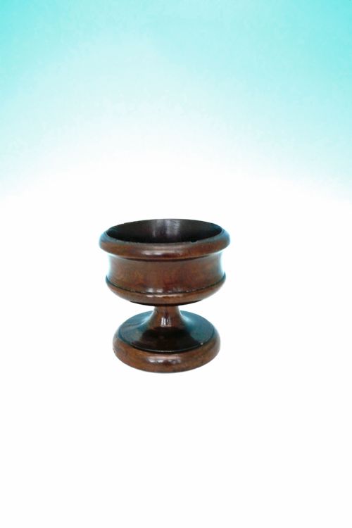 18TH19THC ANTIQUE LABURNUM TREEN TURNED MASTER SALT ON RAISED BASE SCOTTISH C1780C1820 - ADDITIONAL PHOTO 1