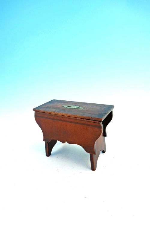 antique treen 19thc fruitwood stool money box english c184060 - CATEGORY: ANTIQUE STOOLS - DATED 19TH CENTURY