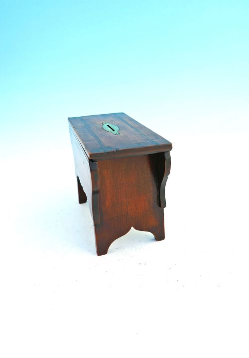 ANTIQUE TREEN 19THC FRUITWOOD STOOL MONEY BOX ENGLISH C184060 - ADDITIONAL PHOTO 1