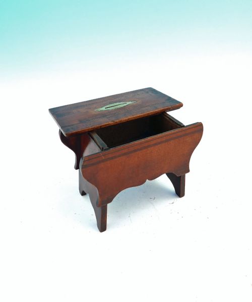 ANTIQUE TREEN 19THC FRUITWOOD STOOL MONEY BOX ENGLISH C184060 - ADDITIONAL PHOTO 2