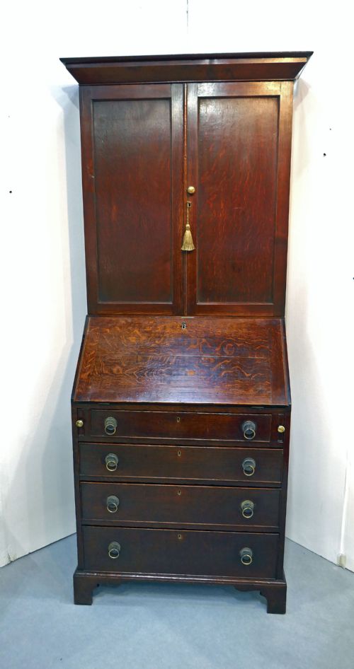 antique 18thc country oak furniture bureau bookcase of small size english c175070 - CATEGORY: ANTIQUE BUREAU - DATED 18TH CENTURY