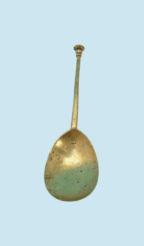 ANTIQUE METALWARE LATTEN BRASS 17THC SEAL TOP SPOON ENGLISH C162040 - ADDITIONAL PHOTO 4