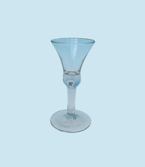 antique mid 18thc bell shaped tavern wine glass with tear drop english c175070 - CATEGORY: ANTIQUE GLASS - DATED 18TH CENTURY