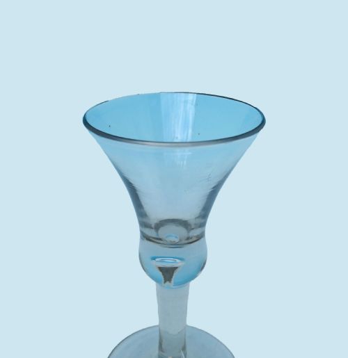 ANTIQUE MID 18THC BELL SHAPED TAVERN WINE GLASS WITH TEAR DROP ENGLISH C175070 - ADDITIONAL PHOTO 1