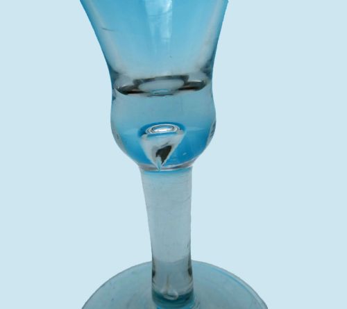 ANTIQUE MID 18THC BELL SHAPED TAVERN WINE GLASS WITH TEAR DROP ENGLISH C175070 - ADDITIONAL PHOTO 3