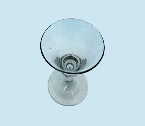 ANTIQUE MID 18THC BELL SHAPED TAVERN WINE GLASS WITH TEAR DROP ENGLISH C175070 - ADDITIONAL PHOTO 4