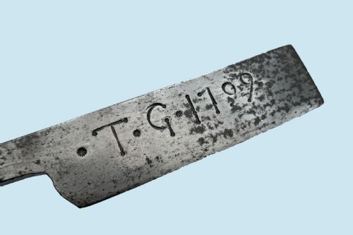 ANTIQUE METALWARE 18THC STEEL MEAT CLEAVER INITIALED TG 1799 ENGLISH - ADDITIONAL PHOTO 1