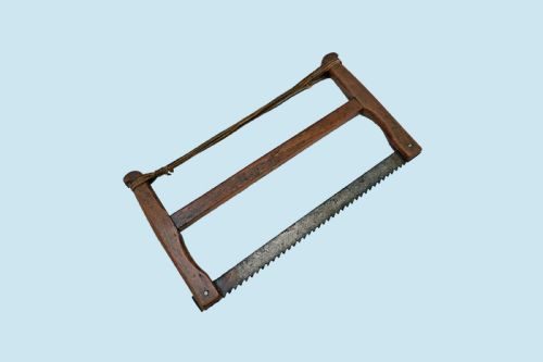 antique treen 19thc minature bow saw with wooden frame english c188090 - CATEGORY: ANTIQUE MISCELLANEOUS - DATED 19TH CENTURY