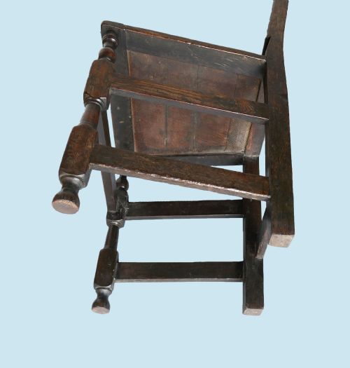 ANTIQUE 17THC OAK FURNITURE SINGLE HIGH BACK JOYNED CHAIR ENGLISH C167090 - ADDITIONAL PHOTO 3