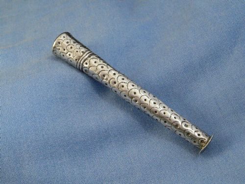 antique 18thc metalware silver needlecase with fish scale pattern dutch c172040 - CATEGORY: ANTIQUE SILVER - DATED 18TH CENTURY
