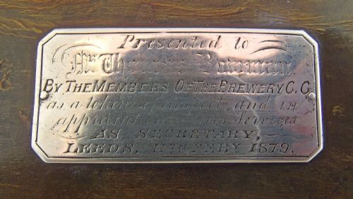 ANTIQUE COLLECTABLES 19THC HORN SNUFF BOX BREWERY CC DATED 1879 - ADDITIONAL PHOTO 1
