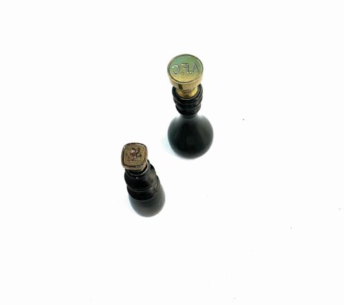 TWO 19THC TREEN ANTIQUE TURNED EBONY BRASS SEAL MATRIX ENGLISH C186080 - ADDITIONAL PHOTO 1