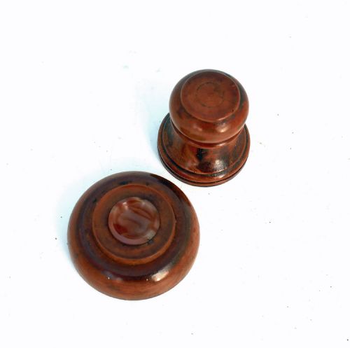 ANTIQUE TREEN 19THC BOXWOOD AGATE TURNED WATCHMAKER'S OIL POT ENGLISH C187090 - ADDITIONAL PHOTO 2