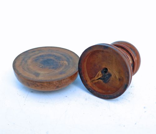 ANTIQUE TREEN 19THC BOXWOOD AGATE TURNED WATCHMAKER'S OIL POT ENGLISH C187090 - ADDITIONAL PHOTO 3