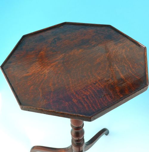 19THC COUNTRY FURNITURE OAK CANDLESTAND WITH OCTAGONAL TOP ENGLISH C180020 - ADDITIONAL PHOTO 1