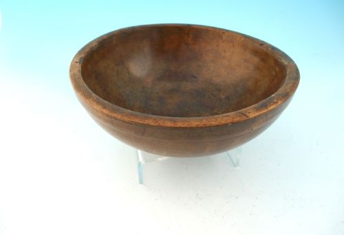ANTIQUE TREEN 19THC TURNED SYCAMORE DAIRY BOWL ENGLISH C180020 - ADDITIONAL PHOTO 1