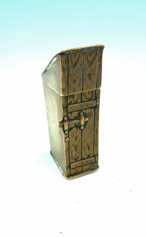 ANTIQUE METALWARE 19THC BRASS NOVELTY TOILET VESTA BOX ENGLISH C188090 - ADDITIONAL PHOTO 3