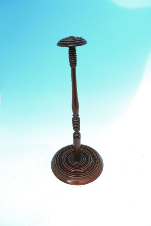 antique 19thc treen mahogany turned wig stand english c182040 - CATEGORY: ANTIQUE FURNITURE - DATED 19TH CENTURY