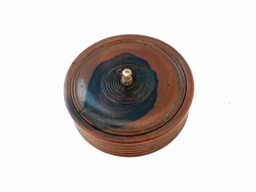 antique treen 19thc lignum vitae turned circular snuff box english c180020 - CATEGORY: ANTIQUE BOXES - DATED 19TH CENTURY