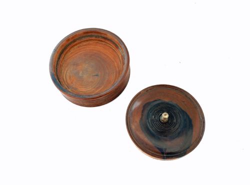 ANTIQUE TREEN 19THC LIGNUM VITAE TURNED CIRCULAR SNUFF BOX ENGLISH C180020 - ADDITIONAL PHOTO 2