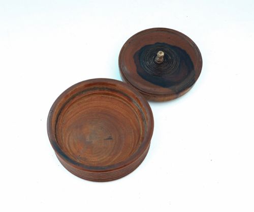 ANTIQUE TREEN 19THC LIGNUM VITAE TURNED CIRCULAR SNUFF BOX ENGLISH C180020 - ADDITIONAL PHOTO 3