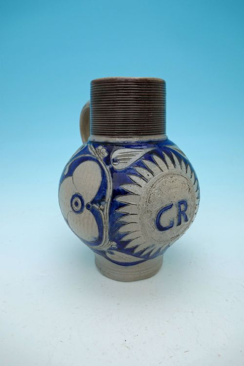 ANTIQUE EARLY 18THC GR WESTERWALD SALT GLAZED STONEWARE WINE JUG GERMAN C1714 20 - ADDITIONAL PHOTO 1