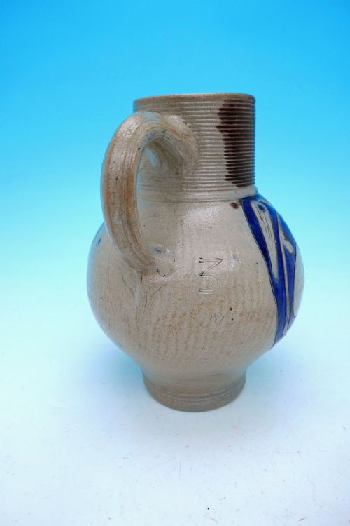 ANTIQUE EARLY 18THC GR WESTERWALD SALT GLAZED STONEWARE WINE JUG GERMAN C1714 20 - ADDITIONAL PHOTO 3