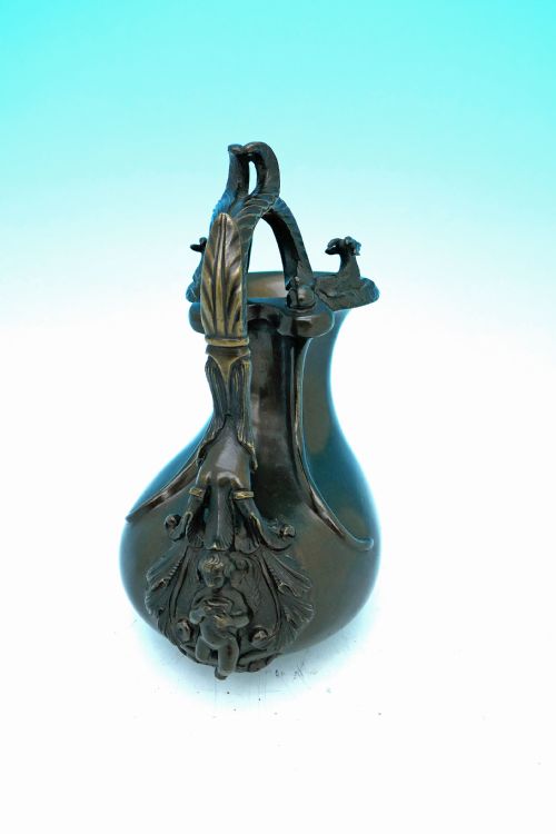 antique metalware 19thc bronze askos water jug english c184060 - CATEGORY: ANTIQUE METAL - DATED 19TH CENTURY