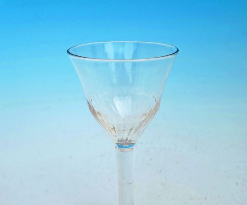 EARLY 18THC WINE GLASS WITH BASAL FLUTED BOWL AND FOLDED FOOT ENGLISH C174060 - ADDITIONAL PHOTO 1