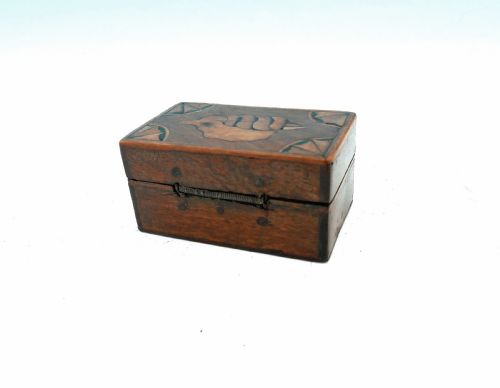 ANTIQUE TREEN 19THC MAHOGANY BOXWOOD SYCAMORE INLAID JEWELLERY BOX ENGLISH C180020 - ADDITIONAL PHOTO 2