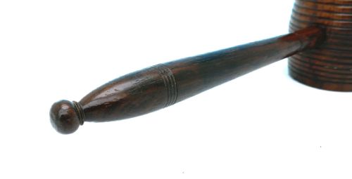 ANTIQUE 19THC TREEN LIGNUM VITAE BARREL MALLET WITH RING TURNED DECORATION ENGLISH C184060 - ADDITIONAL PHOTO 4