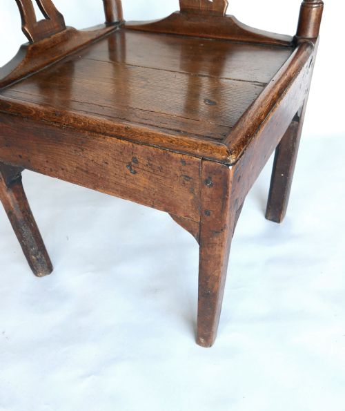 ANTIQUE COUNTRY FURNITURE 18THC ELM ASH FRUITWOOD CORNER CHAIR ENGLISH C176080 - ADDITIONAL PHOTO 2
