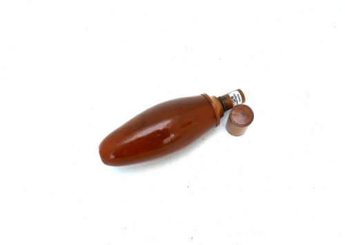 ANTIQUE 19THC TREEN GOURD POWDER FLASK WITH TURNED BOXWOOD LID POURER ENGLISH C1840 60 - ADDITIONAL PHOTO 1