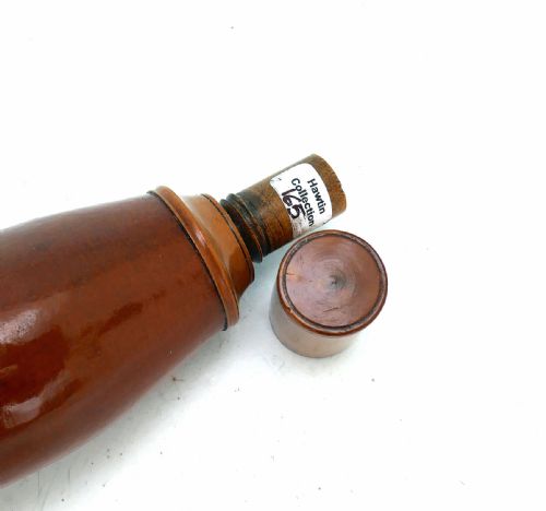 ANTIQUE 19THC TREEN GOURD POWDER FLASK WITH TURNED BOXWOOD LID POURER ENGLISH C1840 60 - ADDITIONAL PHOTO 2