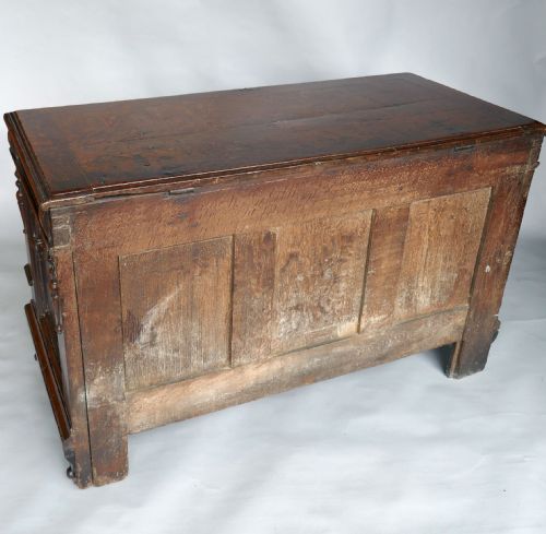 17THC OAK FURNITURE MULE CHEST WITH SPLIT BALUSTER APPLIQUES ENGLISH C166080 - ADDITIONAL PHOTO 7