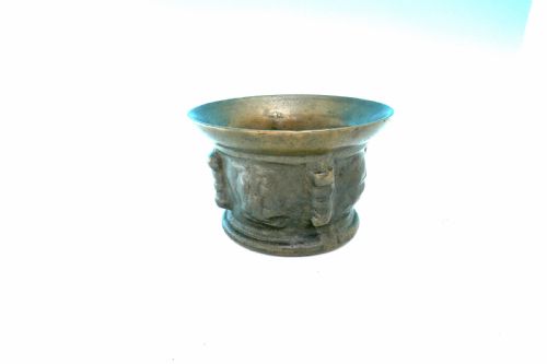 antique metalware bronze mid 17thc cast mortar spanish c164060 - CATEGORY: ANTIQUE METAL - DATED 17TH CENTURY